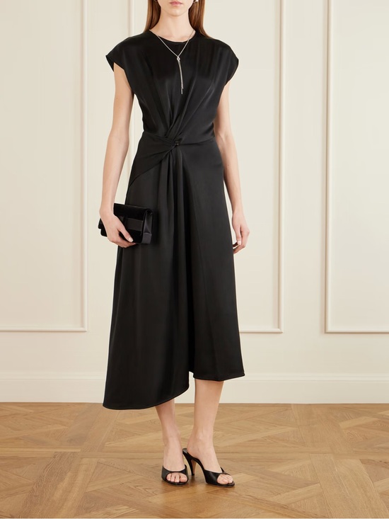 Victoria Beckham Dresses & Skirts - VICTORIA BECKHAM Twisted-Front Satin Midi Dress Sz 6